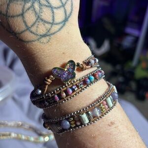 Colorful Beaded Butterfly Bracelet